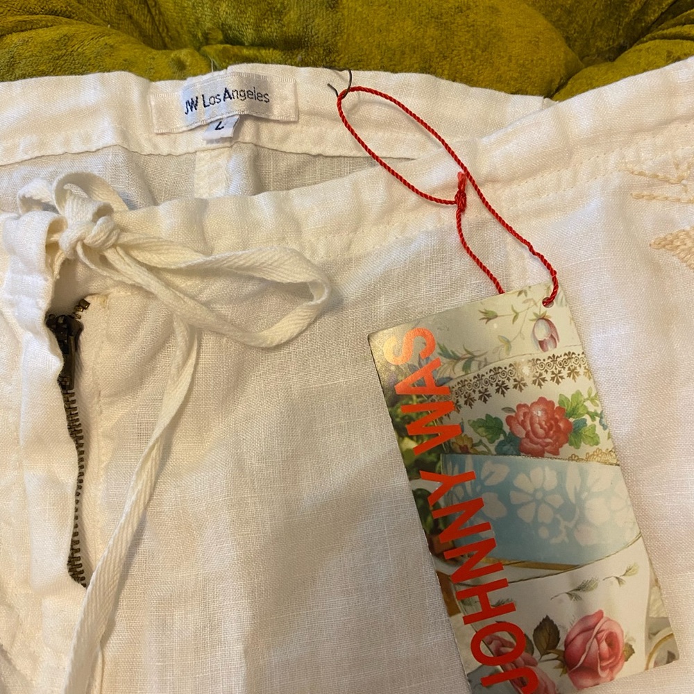 Johnny Was White Drawstring Pants - Picture 2 of 6